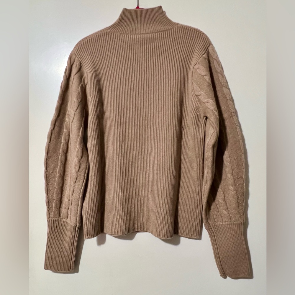 NWT Magaschoni Cashmere Wool Ribbed Funnel Neck Sweater - Picture 4 of 7
